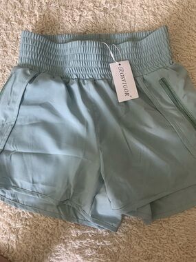 Sea Foam Green Women's Smocked Waist Athletic Shorts NWT